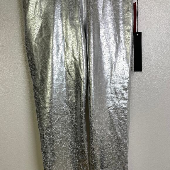 Carbon 38 Crackle Foil 7/8 Leggings Medium Womens Silver Metallic Gym Workout - Picture 4 of 9